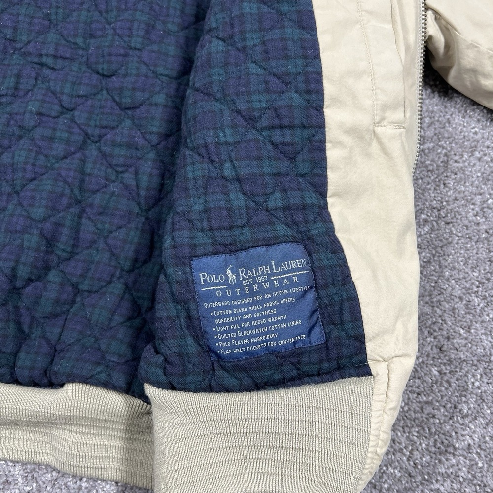 Vintage 90s Polo Ralph Lauren Blackwatch Plaid Quilted Lined Bomber Harrington L - Picture 6 of 10